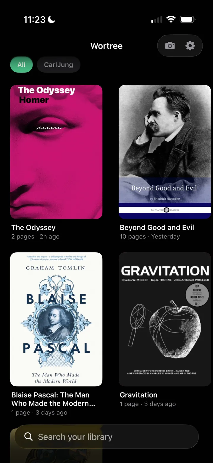 The Wortree library with book covers